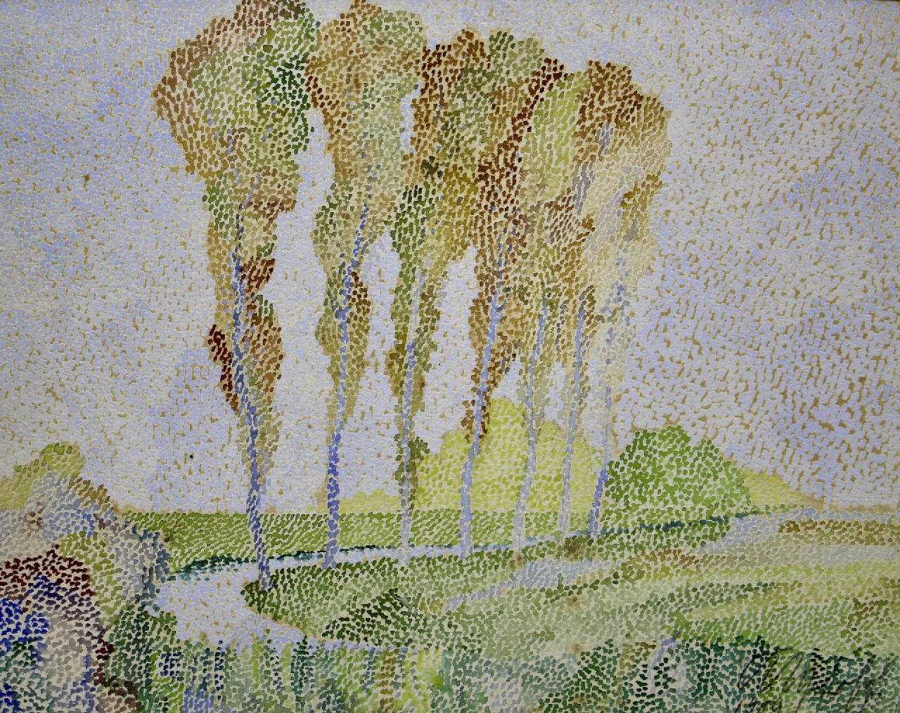 Europese School, 20e eeuw | Herfstlandschap, aquarel op papier, 21,0 x 27,5 cm, gesigneerd r.o. en gedateerd 1909 Europese School, 20e eeuw | Herfstlandschap, aquarel op papier, 21,0 x 27,5 cm, gesigneerd r.o. en gedateerd 1909