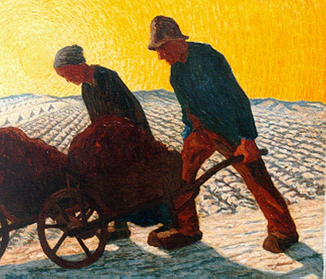 Assendelft C.A. van | Cornelis Albert van Assendelft, Huiswaarts na de arbeid, olieverf op doek 69,0 x 79,3 cm, gesigneerd linksonder en gedateerd 1916 Assendelft C.A. van | Cornelis Albert van Assendelft, Huiswaarts na de arbeid, olieverf op doek 69,0 x 79,3 cm, gesigneerd linksonder en gedateerd 1916