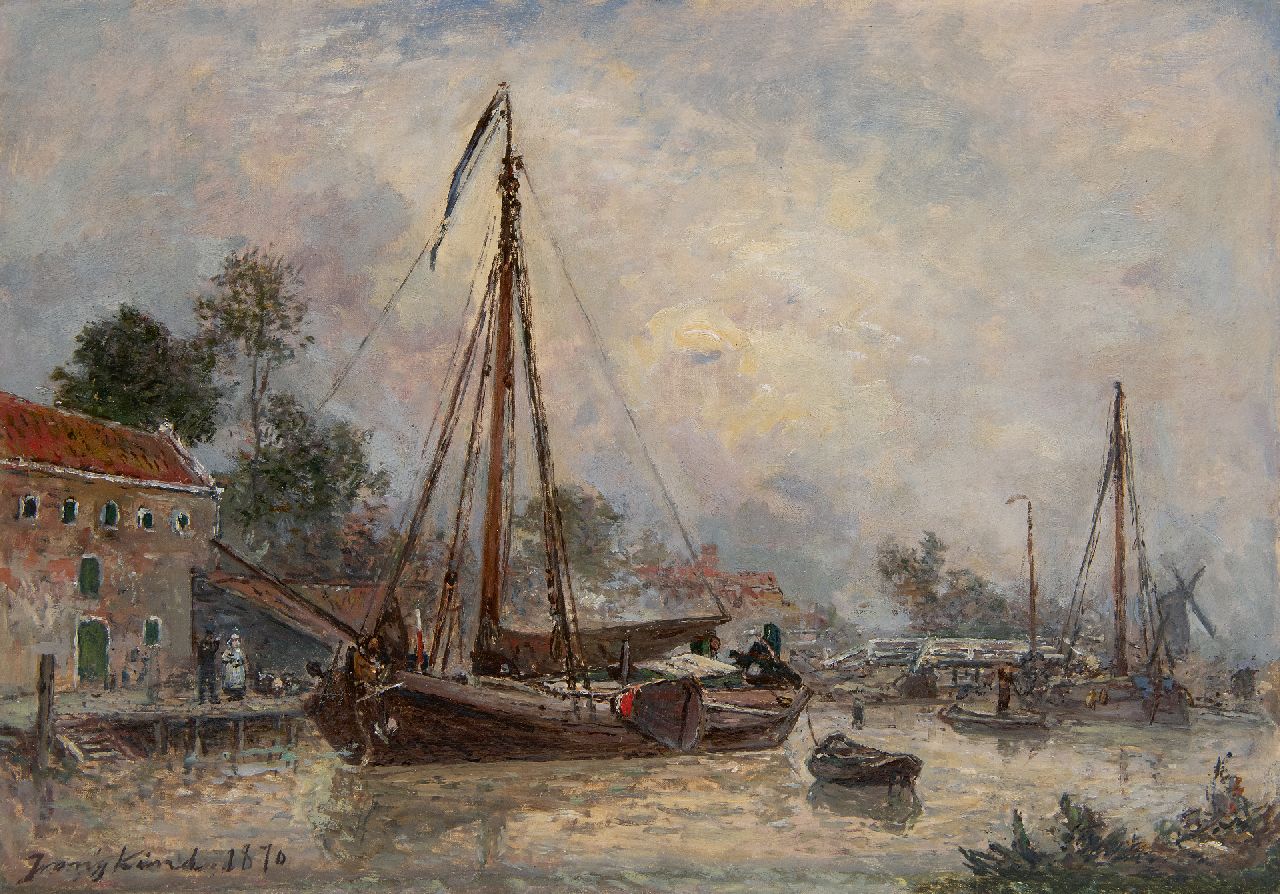 Jongkind J.B.  | Johan Barthold Jongkind, Environs de Dordrecht, olieverf op doek 33,5 x 46,4 cm, gesigneerd linksonder en gedateerd 1870