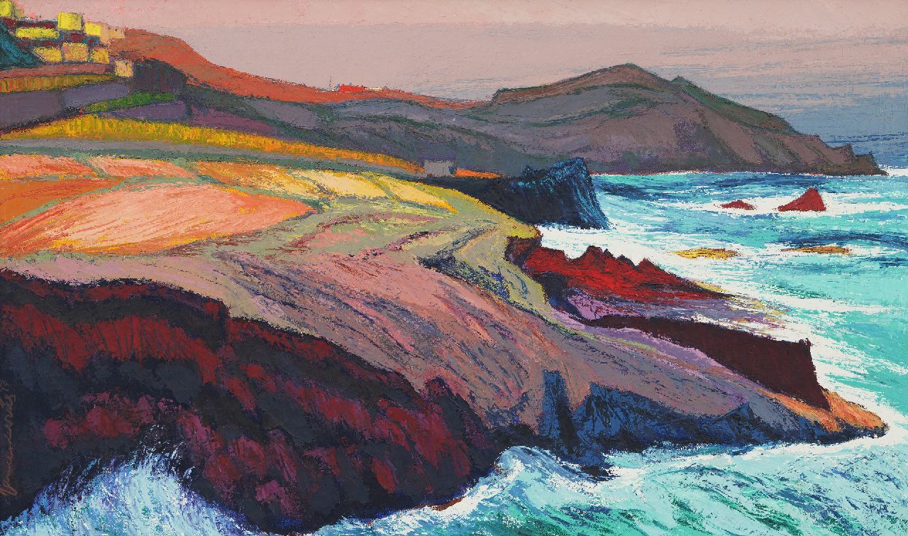 Vries J. de | Jannes de Vries | Schilderijen te koop aangeboden | Vulkanisch landschap, Tenerife, olieverf op doek 60,0 x 100,0 cm, gesigneerd linksonder en gedateerd 1977
