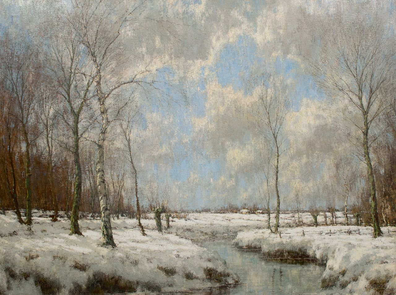 Gorter A.M.  | 'Arnold' Marc Gorter | Schilderijen te koop aangeboden | De Vordense Beek in de winter, olieverf op doek 114,9 x 154,7 cm, gesigneerd rechtsonder (tweemaal)