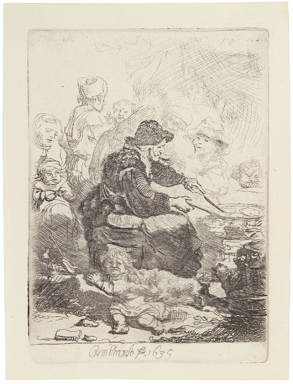 Rembrandt (Rembrandt Harmensz. van Rijn)   | Rembrandt (Rembrandt Harmensz. van Rijn), De pannenkoekenbakster, ets 12,2 x 9,4 cm, gesigneerd middenonder (in de plaat) en gedateerd 1635 (in de plaat)