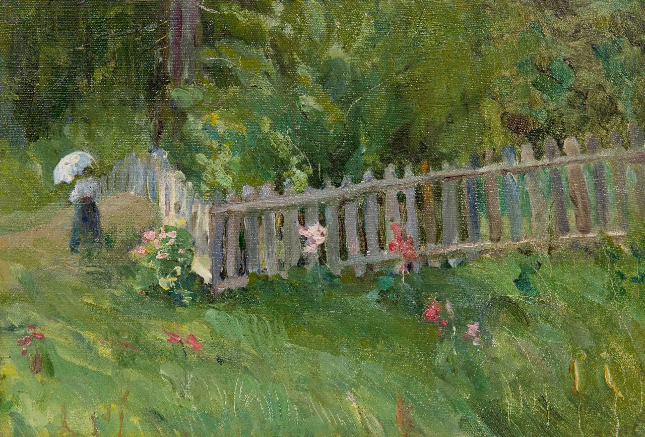 Toussaint F.  | Fernand Toussaint | Schilderijen te koop aangeboden | Wandeling in de tuin, olieverf op doek op board 29,3 x 42,3 cm