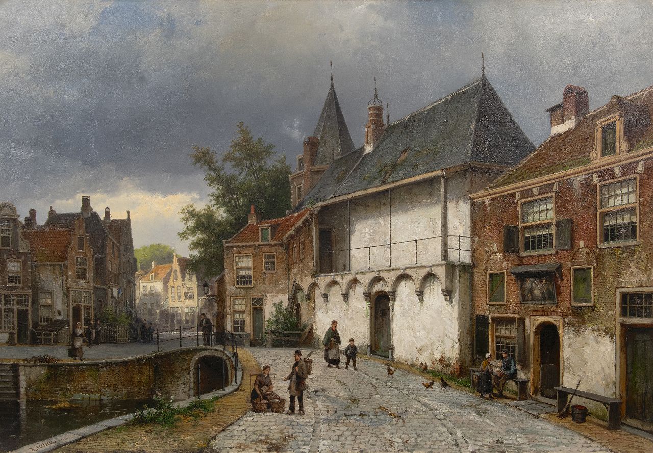 Koekkoek W.  | Willem Koekkoek, Gezicht op de Koppelpoort te Amersfoort, olieverf op doek 86,5 x 125,5 cm, gesigneerd linksonder