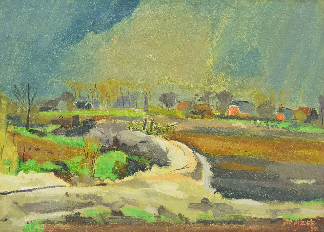 Zee J. van der | Jan van der Zee, Gronings boerenlandschap, olieverf op doek 50,3 x 70,5 cm, gesigneerd rechtsonder en gedateerd '37
