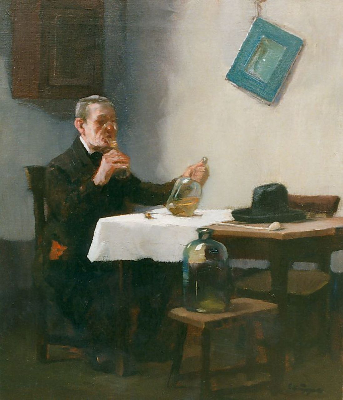 Küppers L.  | Leo Küppers, De wijnproever, olieverf op doek 54,5 x 46,2 cm, gesigneerd rechtsonder