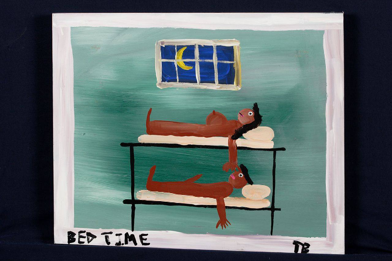 Brown T.  | Timothy 'Tim' Brown, Bed time, acryl op paneel 39,0 x 47,0 cm, gesigneerd rechtsonder met initialen