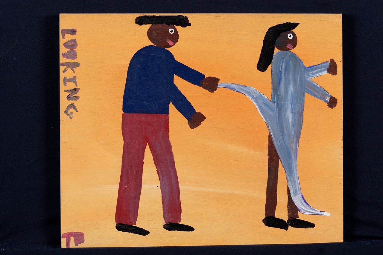 Brown T. | Timothy 'Tim' Brown, Looking, acryl op paneel 39,0 x 47,0 cm, gesigneerd linksonder met initialen Brown T. | Timothy 'Tim' Brown, Looking, acryl op paneel 39,0 x 47,0 cm, gesigneerd linksonder met initialen