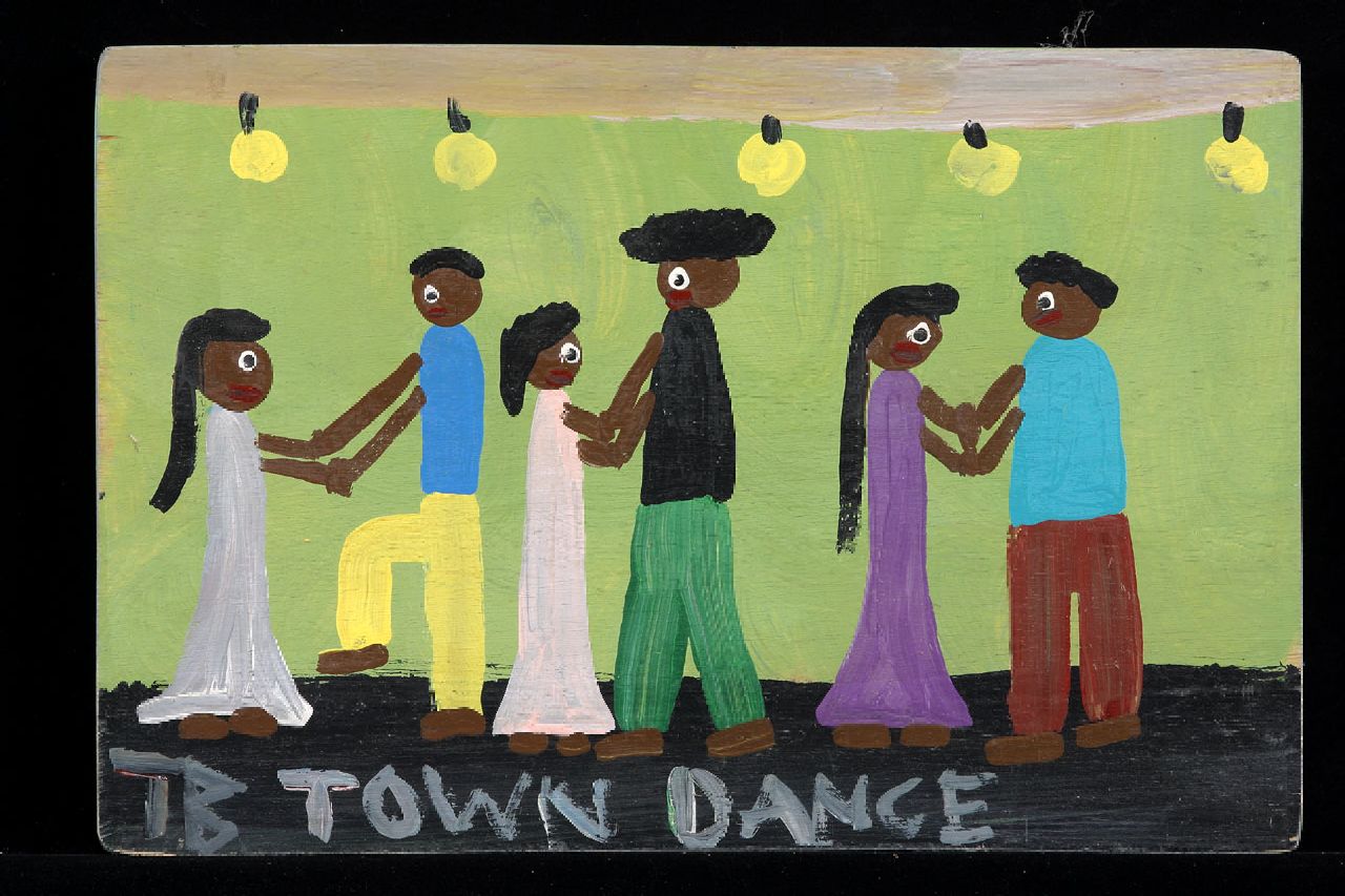 Brown T.  | Timothy 'Tim' Brown, Town dance, acryl op paneel 24,0 x 36,0 cm, gesigneerd linksonder met initialen