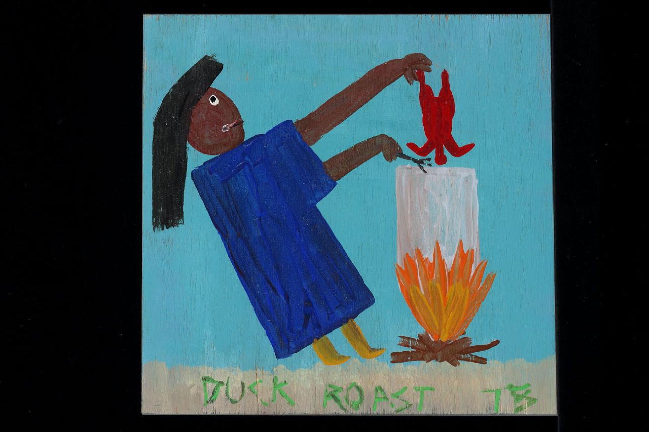 Brown T. | Timothy 'Tim' Brown, Duck roast, acryl op paneel 35,0 x 36,0 cm, gesigneerd linksonder met initialen Brown T. | Timothy 'Tim' Brown, Duck roast, acryl op paneel 35,0 x 36,0 cm, gesigneerd linksonder met initialen