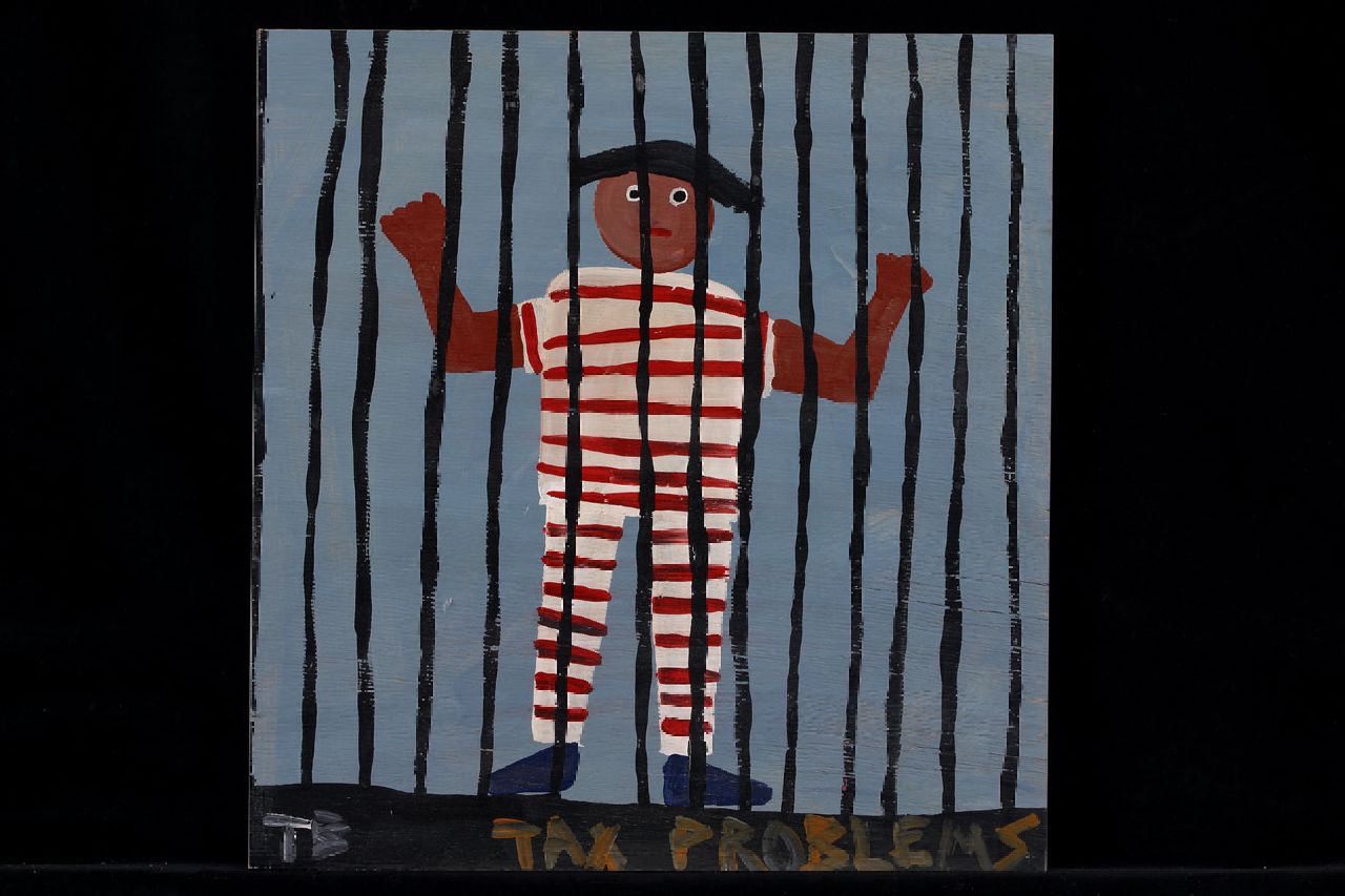 Brown T.  | Timothy 'Tim' Brown, Tax problems, acryl op paneel 40,0 x 38,0 cm, gesigneerd linksonder met initialen