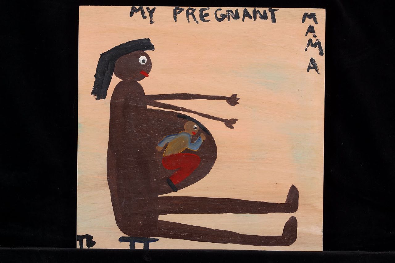 Brown T.  | Timothy 'Tim' Brown, My pregnant mama, acryl op paneel 37,0 x 38,0 cm, gesigneerd linksonder met initialen