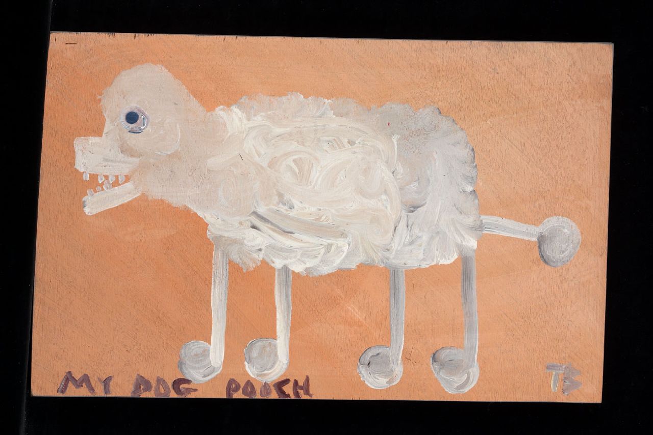 Brown T.  | Timothy 'Tim' Brown, My dog Pooch, acryl op paneel 31,0 x 50,0 cm, gesigneerd rechtsonder met initialen