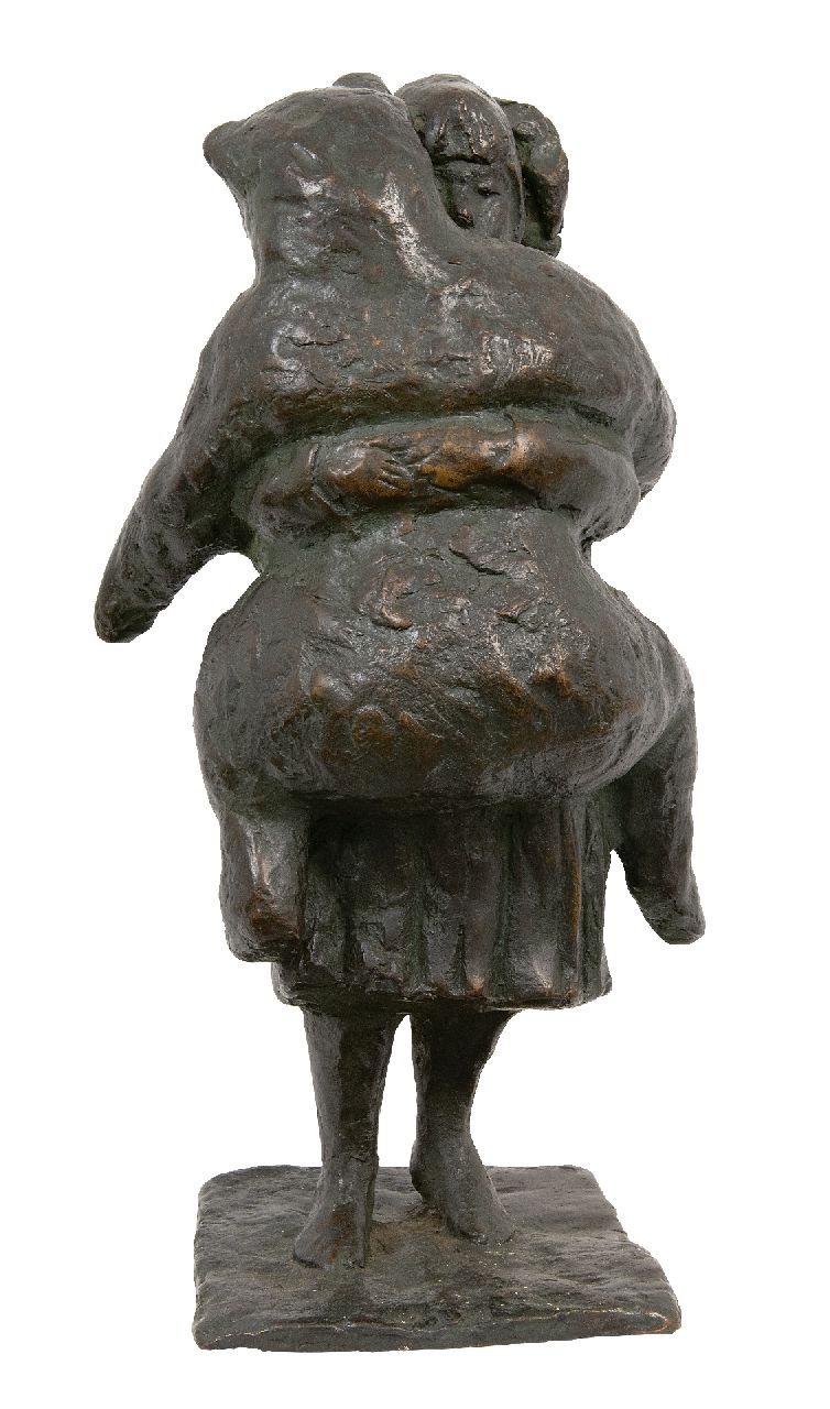Onbekend 20e eeuw  | Onbekend | Beelden en objecten te koop aangeboden | Meisje met teddybeer, brons 43,5 x 20,5 cm