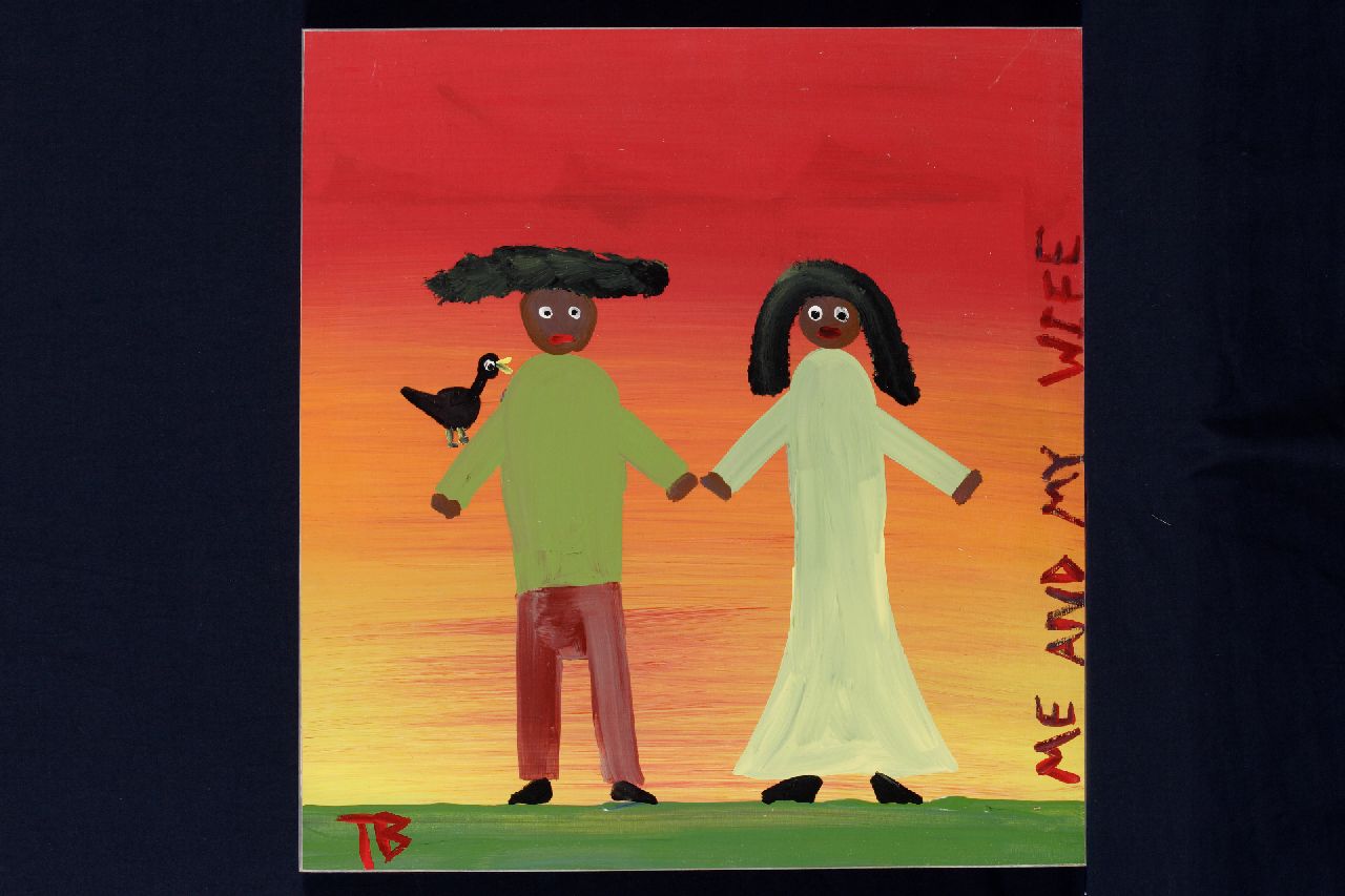 Brown T. | Timothy 'Tim' Brown, Me and my wife, acryl op paneel 43,0 x 30,0 cm, gesigneerd linksonder met initialen Brown T. | Timothy 'Tim' Brown, Me and my wife, acryl op paneel 43,0 x 30,0 cm, gesigneerd linksonder met initialen