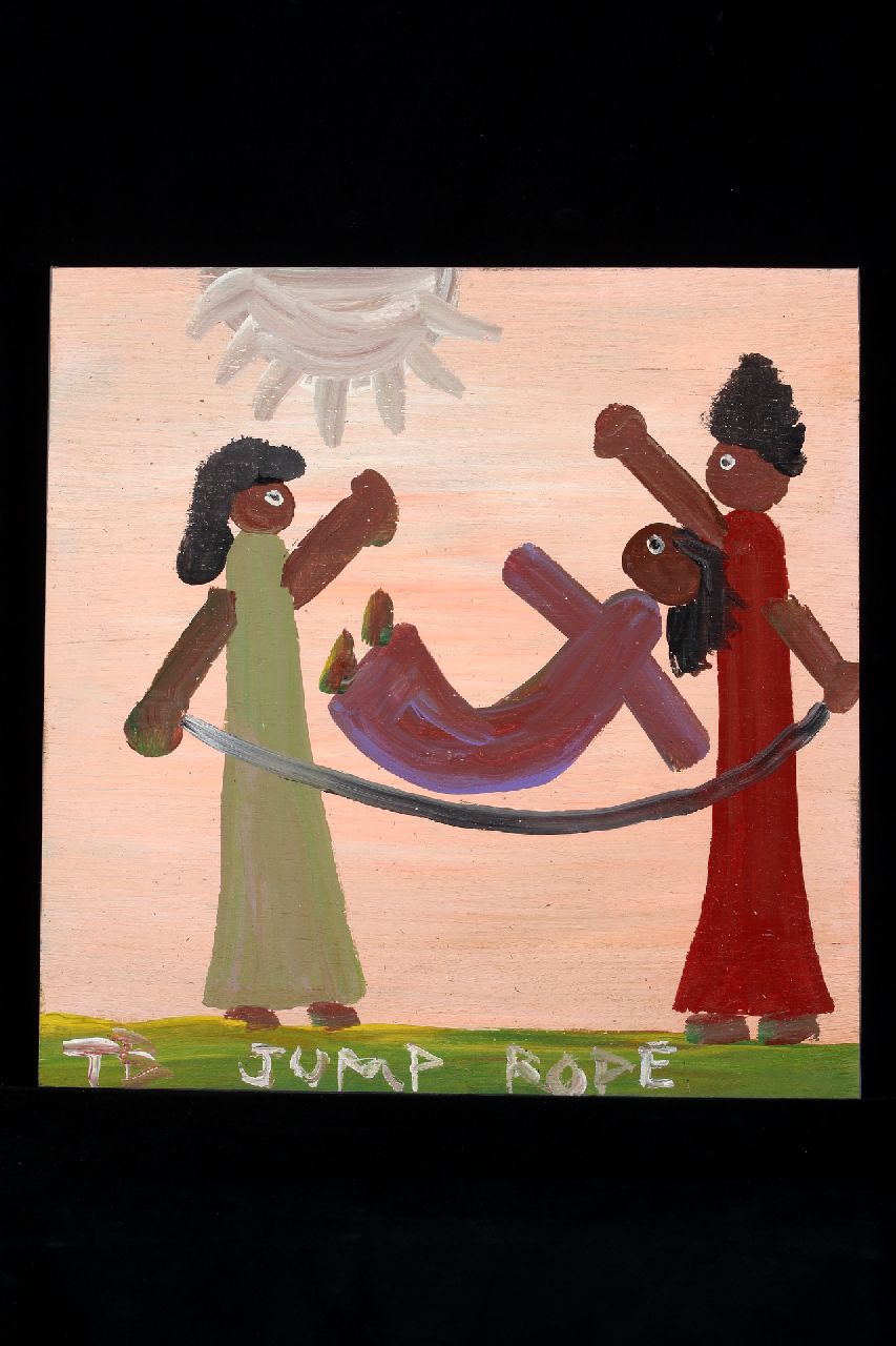 Brown T.  | Timothy 'Tim' Brown, Jump rope, acryl op paneel 47,0 x 47,0 cm, gesigneerd linksonder met initialen