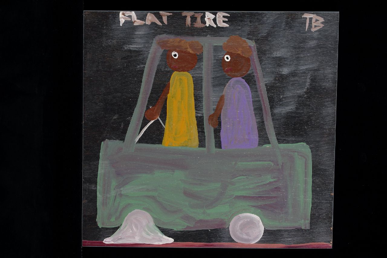 Brown T. | Timothy 'Tim' Brown, Flat tire, acryl op paneel 42,0 x 46,0 cm, gesigneerd rechtsboven met initialen Brown T. | Timothy 'Tim' Brown, Flat tire, acryl op paneel 42,0 x 46,0 cm, gesigneerd rechtsboven met initialen