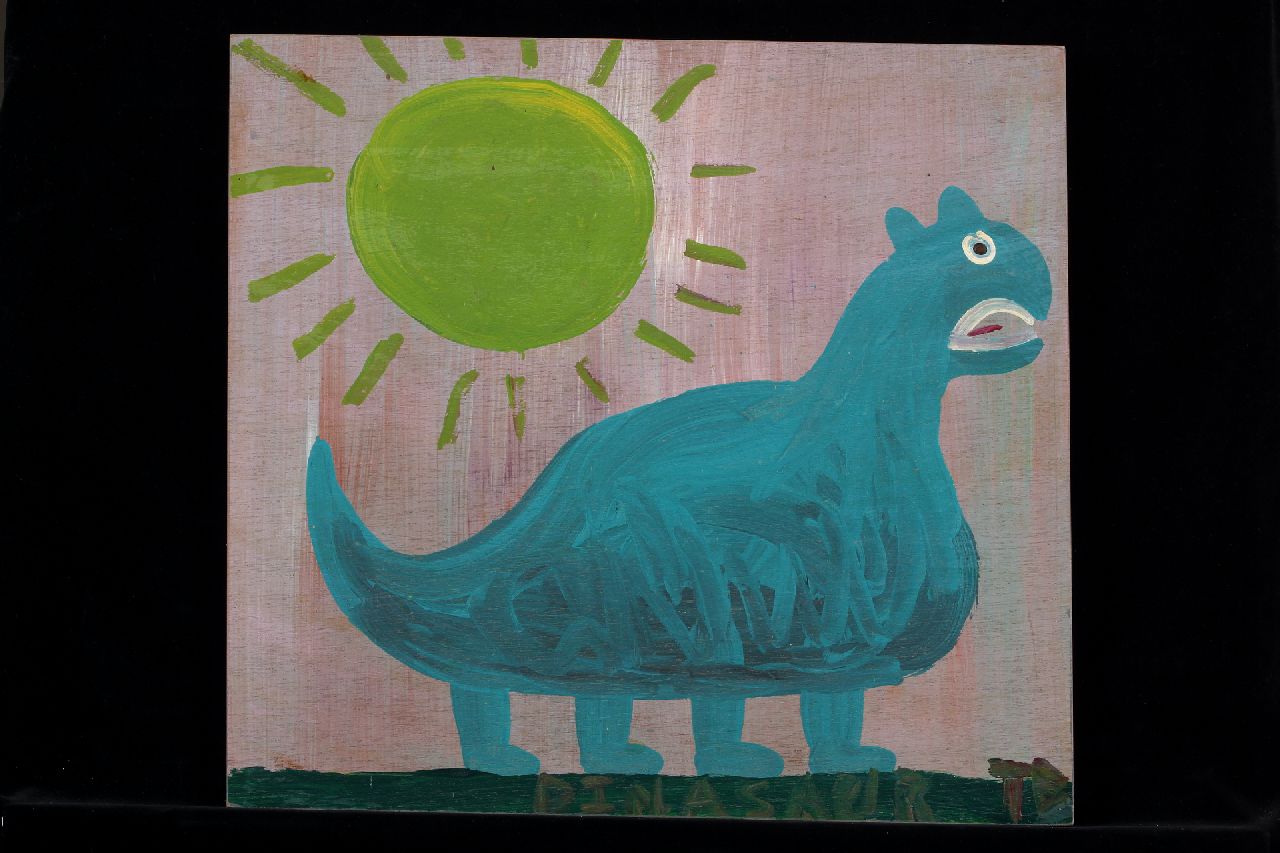 Brown T. | Timothy 'Tim' Brown, Dinasaur, acryl op paneel 44,0 x 47,0 cm, gesigneerd rechtsonder met initialen Brown T. | Timothy 'Tim' Brown, Dinasaur, acryl op paneel 44,0 x 47,0 cm, gesigneerd rechtsonder met initialen