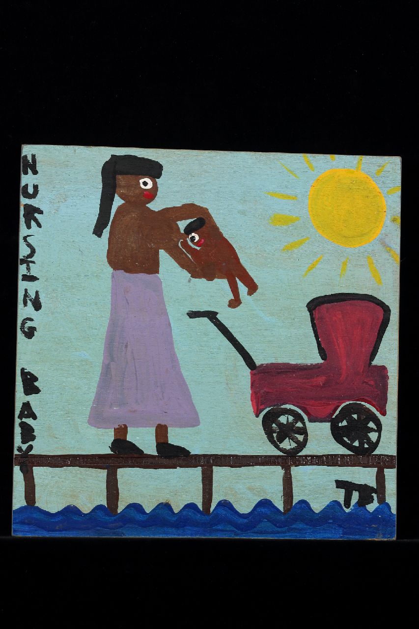 Brown T.  | Timothy 'Tim' Brown, Nursing baby, acryl op paneel 37,0 x 36,0 cm, gesigneerd rechtsonder met initialen