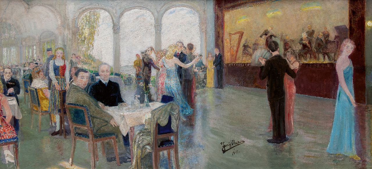 Jurij Ilich Repin | Eljas Erkko in de Spiegelzaal van Hotel Kämp in Helsinki, olieverf op doek, 139,0 x 300,0 cm, gesigneerd m.o. en gedateerd 1943