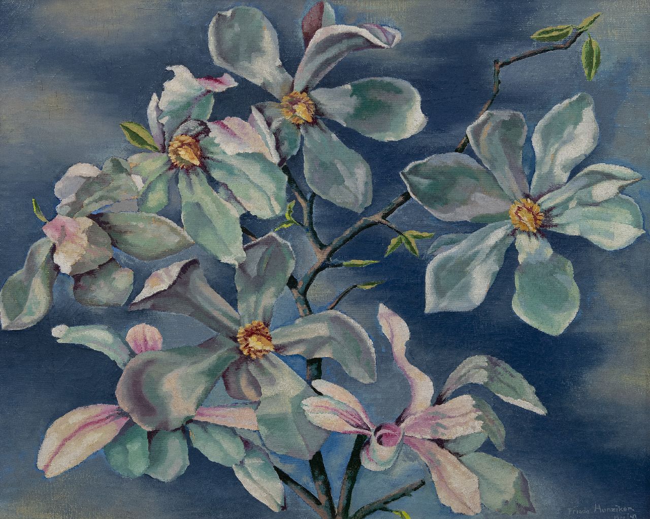 Hunziker F.  | Frieda Hunziker, Magnolia, olieverf op doek 60,6 x 75,2 cm, gesigneerd rechtsonder en gedateerd Mei/43