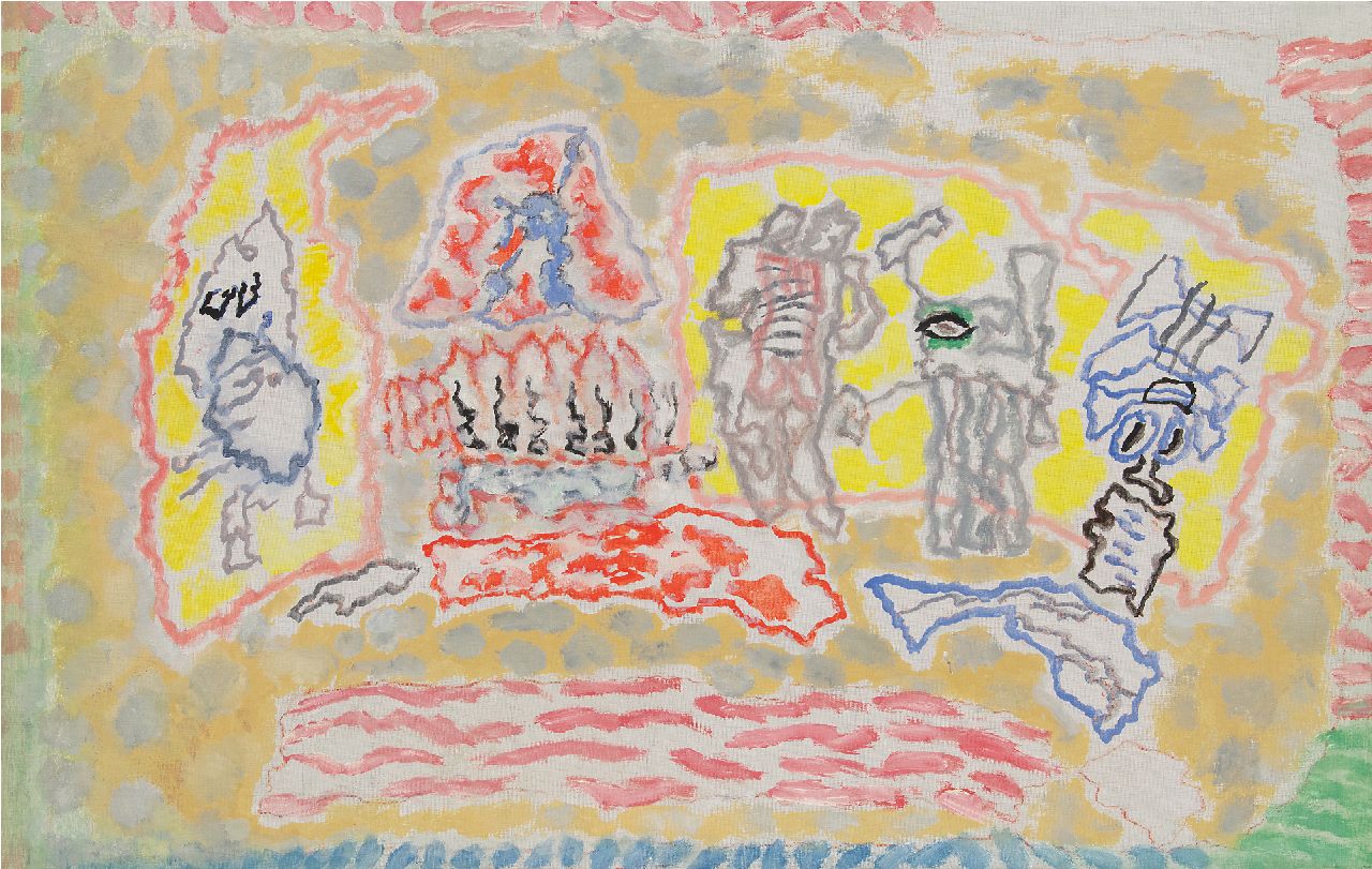 Ouborg P.  | Pieter 'Piet' Ouborg | Schilderijen te koop aangeboden | Vijf figuren, olieverf op doek 49,5 x 77,5 cm, te dateren ca. 1954