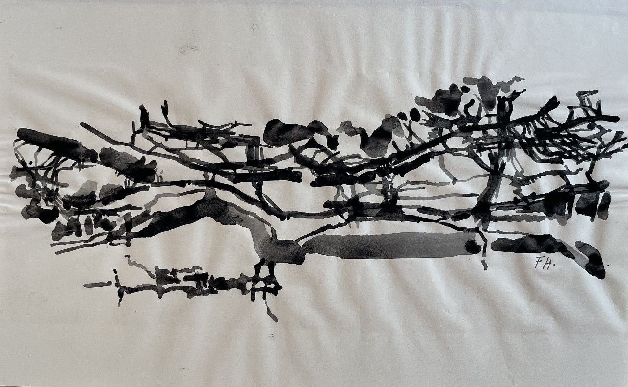 Hunziker F. | Frieda Hunziker, Landschappelijk, inkt op papier 21,3 x 34,0 cm, gesigneerd rechtsonder met initialen Hunziker F. | Frieda Hunziker, Landschappelijk, inkt op papier 21,3 x 34,0 cm, gesigneerd rechtsonder met initialen