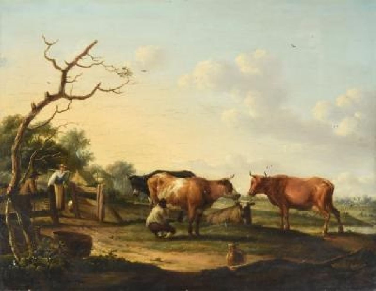 Dongen D. van | Dionys van Dongen | Schilderijen te koop aangeboden | Op de melkboerderij, olieverf op paneel 46,7 x 60,0 cm Dongen D. van | Dionys van Dongen | Schilderijen te koop aangeboden | Op de melkboerderij, olieverf op paneel 46,7 x 60,0 cm