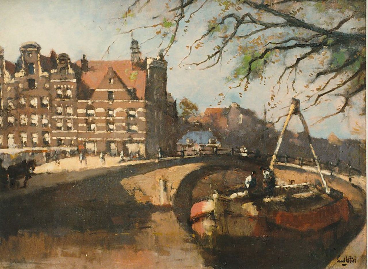 Vlist L. van der | Leendert van der Vlist, Amsterdamse gracht, olieverf op doek 45,2 x 60,3 cm, gesigneerd rechtsonder