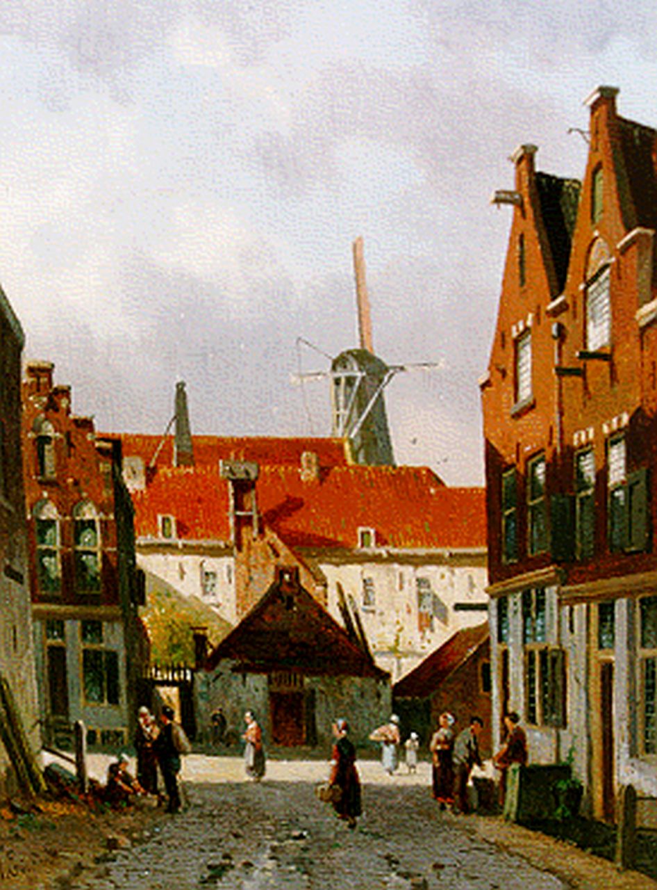 Eversen A.  | Adrianus Eversen, Stadsgezicht, olieverf op paneel 27,4 x 21,0 cm, gesigneerd linksonder