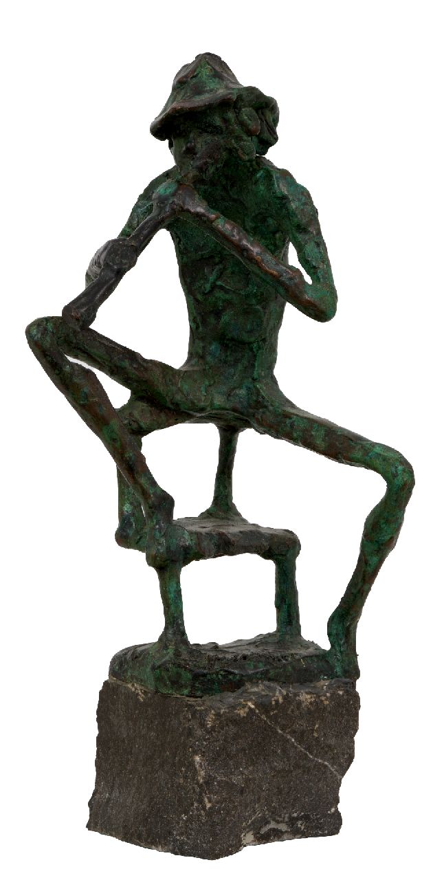 Bakker W.F. | Willem Frederik 'Jits' Bakker | Beelden en objecten te koop aangeboden | Fluitspeler, brons 28,0 cm, gesigneerd op basis Bakker W.F. | Willem Frederik 'Jits' Bakker | Beelden en objecten te koop aangeboden | Fluitspeler, brons 28,0 cm, gesigneerd op basis