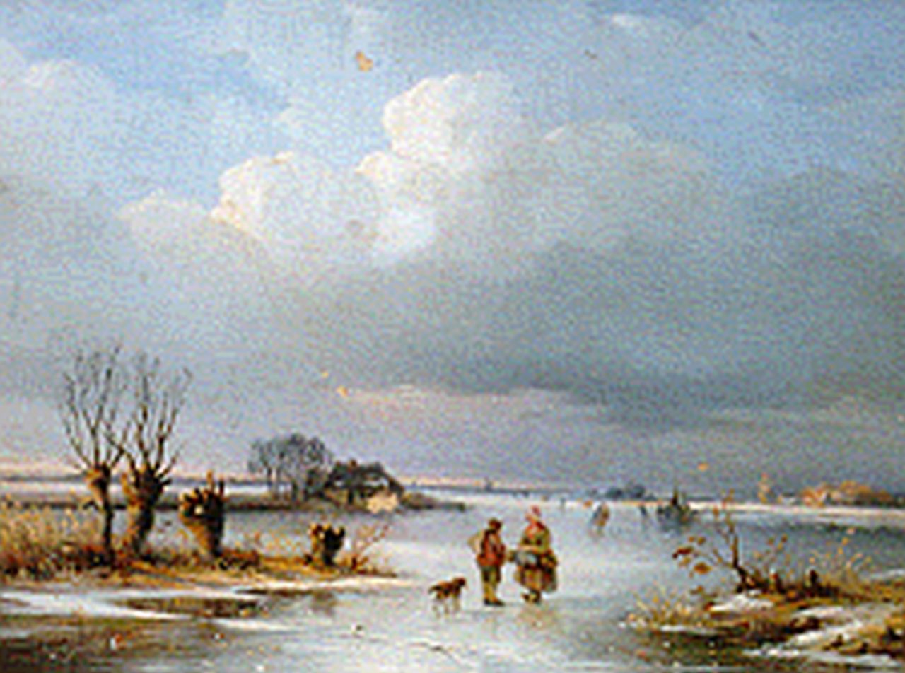 Wijngaerdt A.J. van | Anthonie Jacobus van Wijngaerdt, Winterlandschap met schaatsers, olieverf op paneel 22,2 x 28,3 cm, gesigneerd linksonder en gedateerd 1844