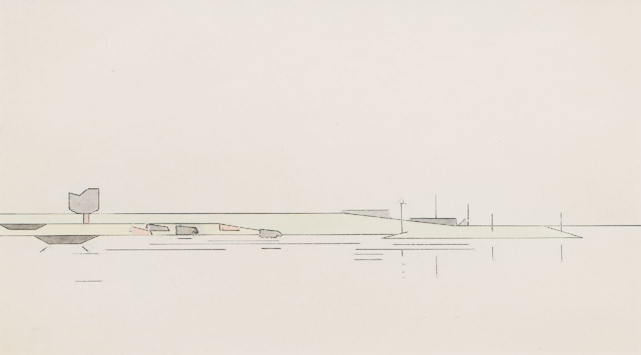 Valk H.J. | 'Hendrik' Jacobus Valk | Aquarellen en tekeningen te koop aangeboden | Rijn bij Driel, gekleurd potlood op papier 18,0 x 29,0 cm Valk H.J. | 'Hendrik' Jacobus Valk | Aquarellen en tekeningen te koop aangeboden | Rijn bij Driel, gekleurd potlood op papier 18,0 x 29,0 cm