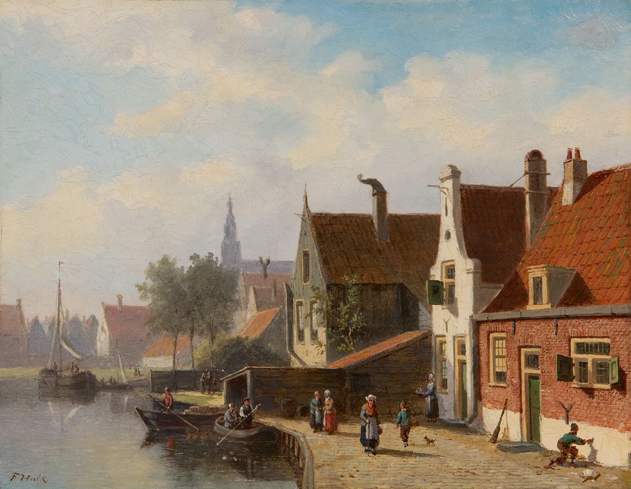 Johannes Frederik Hulk | Gezicht in Antwerpen, olieverf op paneel, 31,5 x 40,7 cm, gesigneerd l.o. Johannes Frederik Hulk | Gezicht in Antwerpen, olieverf op paneel, 31,5 x 40,7 cm, gesigneerd l.o.