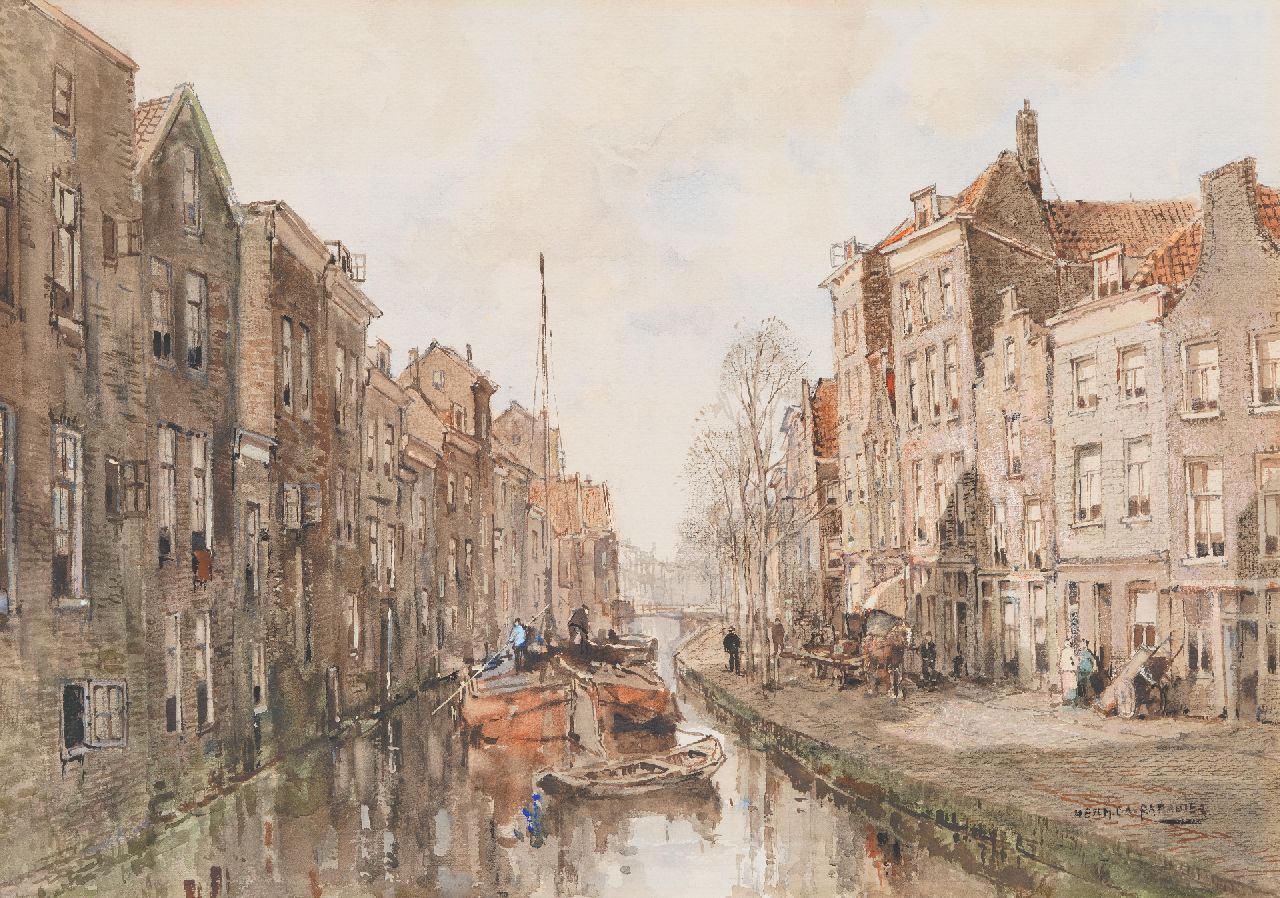 Herman Cornelis Adolf Paradies | Gezicht op het Schie te Schiedam, aquarel op papier, 49,3 x 69,8 cm, gesigneerd r.o.