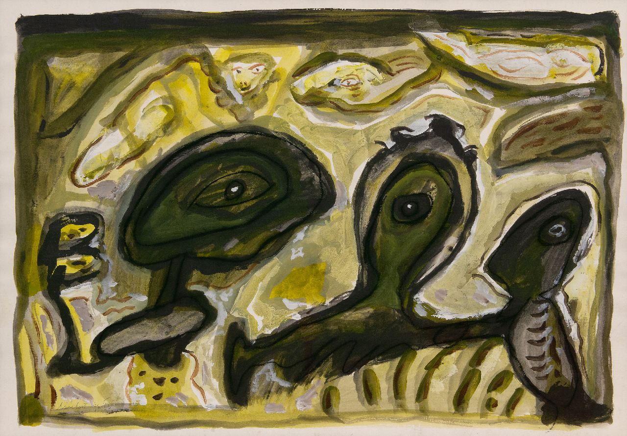 Lucebert (Lubertus Jacobus Swaanswijk) | Lucebert (Lubertus Jacobus Swaanswijk) | Aquarellen en tekeningen te koop aangeboden | Zonder titel, krijt en gouache op papier 70,0 x 99,9 cm, gesigneerd linksonder en gedateerd '92.VII Lucebert (Lubertus Jacobus Swaanswijk) | Lucebert (Lubertus Jacobus Swaanswijk) | Aquarellen en tekeningen te koop aangeboden | Zonder titel, krijt en gouache op papier 70,0 x 99,9 cm, gesigneerd linksonder en gedateerd '92.VII