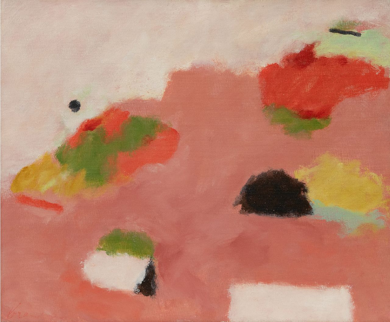 Brands E.A.M.  | Eugenius Antonius Maria 'Eugène' Brands | Schilderijen te koop aangeboden | Landschap met geometrische elementen, olieverf op doek 49,9 x 60,1 cm, gesigneerd linksonder en verso gedateerd 1978