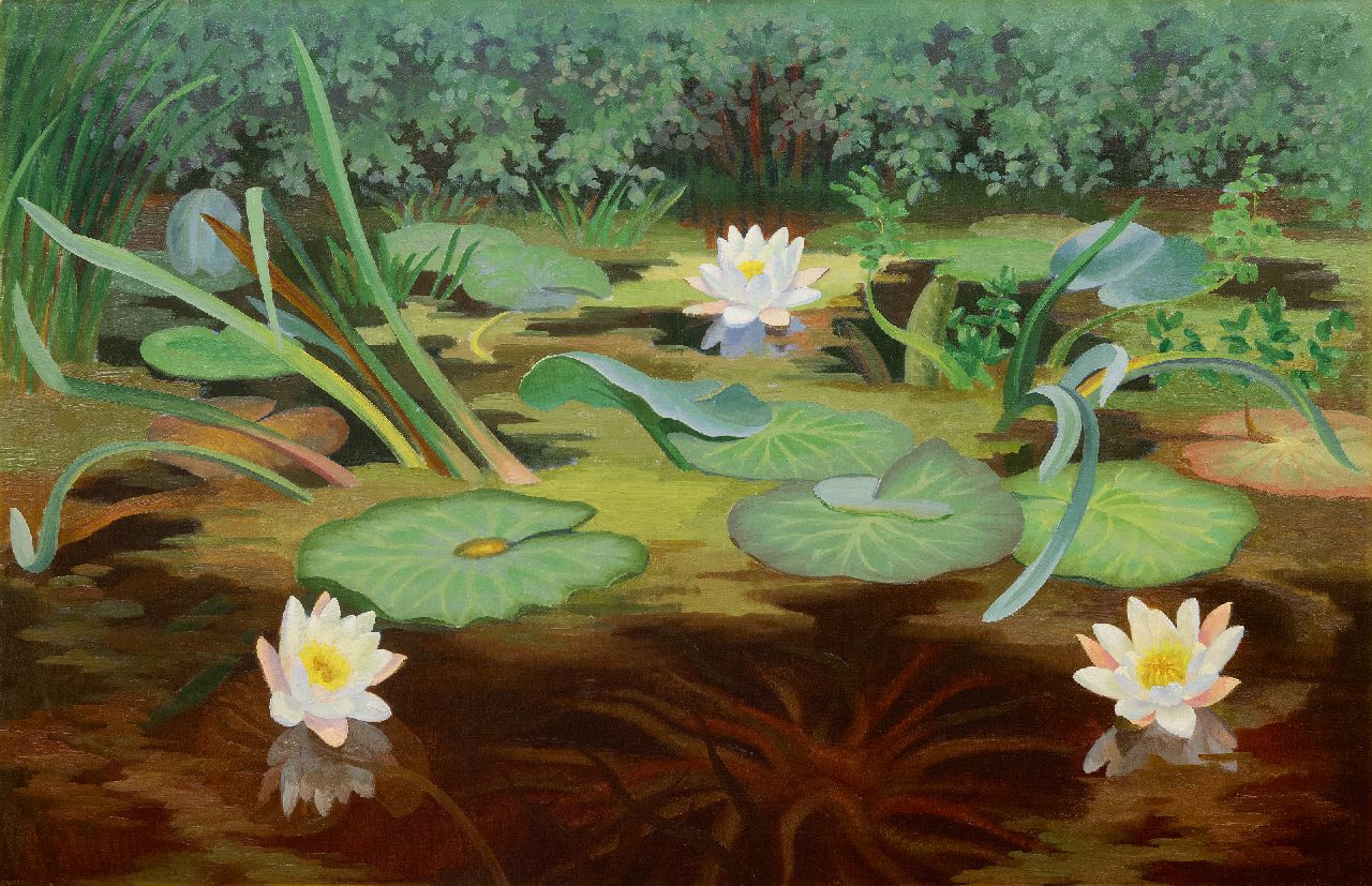 Smorenberg D. | Dirk Smorenberg | Schilderijen te koop aangeboden | Waterlelies, olieverf op doek 65,4 x 100,5 cm, gesigneerd rechtsonder Smorenberg D. | Dirk Smorenberg | Schilderijen te koop aangeboden | Waterlelies, olieverf op doek 65,4 x 100,5 cm, gesigneerd rechtsonder