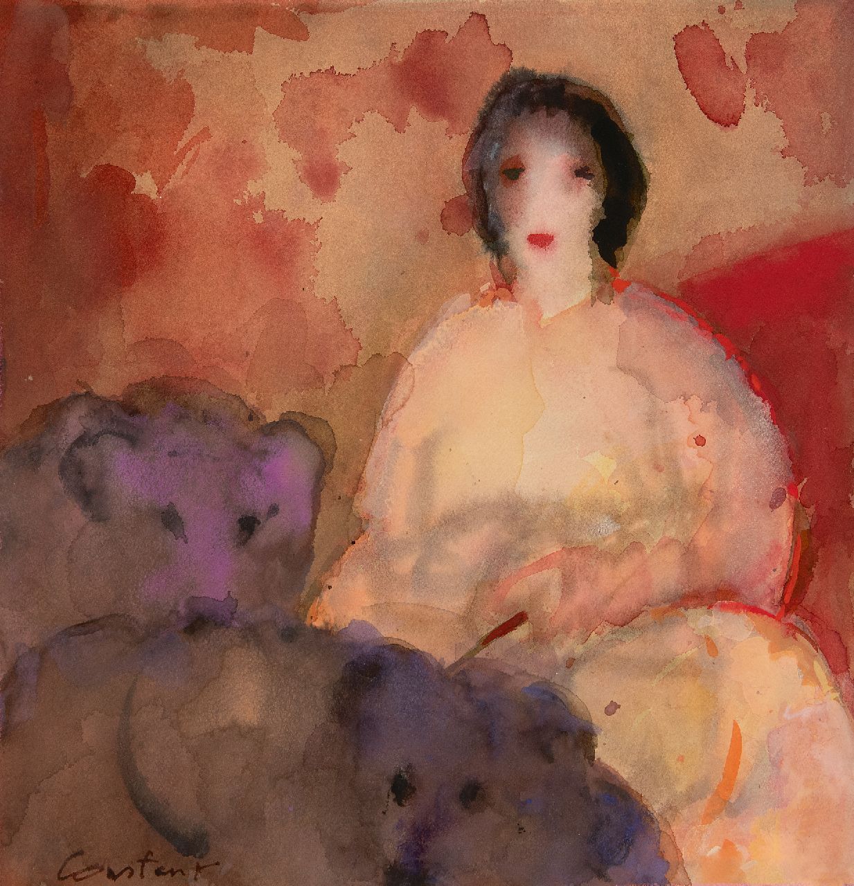 Constant (Constant Anton Nieuwenhuijs)   | Constant (Constant Anton Nieuwenhuijs) | Aquarellen en tekeningen te koop aangeboden | De Berentemster, aquarel op papier 46,0 x 44,7 cm, gesigneerd linksonder en te dateren 1986