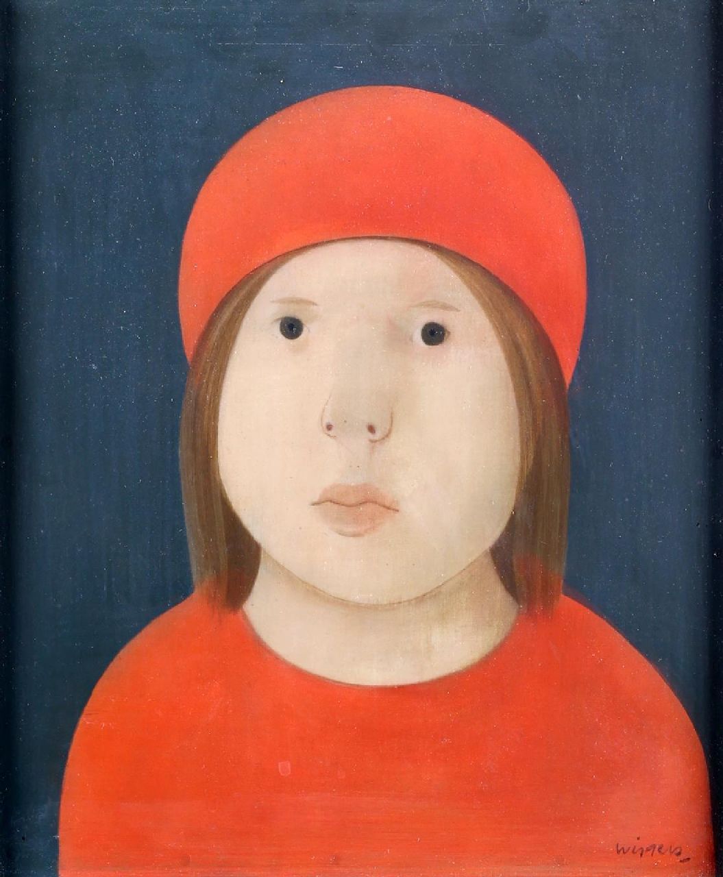 Wiggers K.H. | 'Karel' Hendrik Wiggers | Schilderijen te koop aangeboden | Portret van een jongen met een rode muts, olieverf op paneel 28,8 x 24,0 cm, gesigneerd rechtsonder Wiggers K.H. | 'Karel' Hendrik Wiggers | Schilderijen te koop aangeboden | Portret van een jongen met een rode muts, olieverf op paneel 28,8 x 24,0 cm, gesigneerd rechtsonder