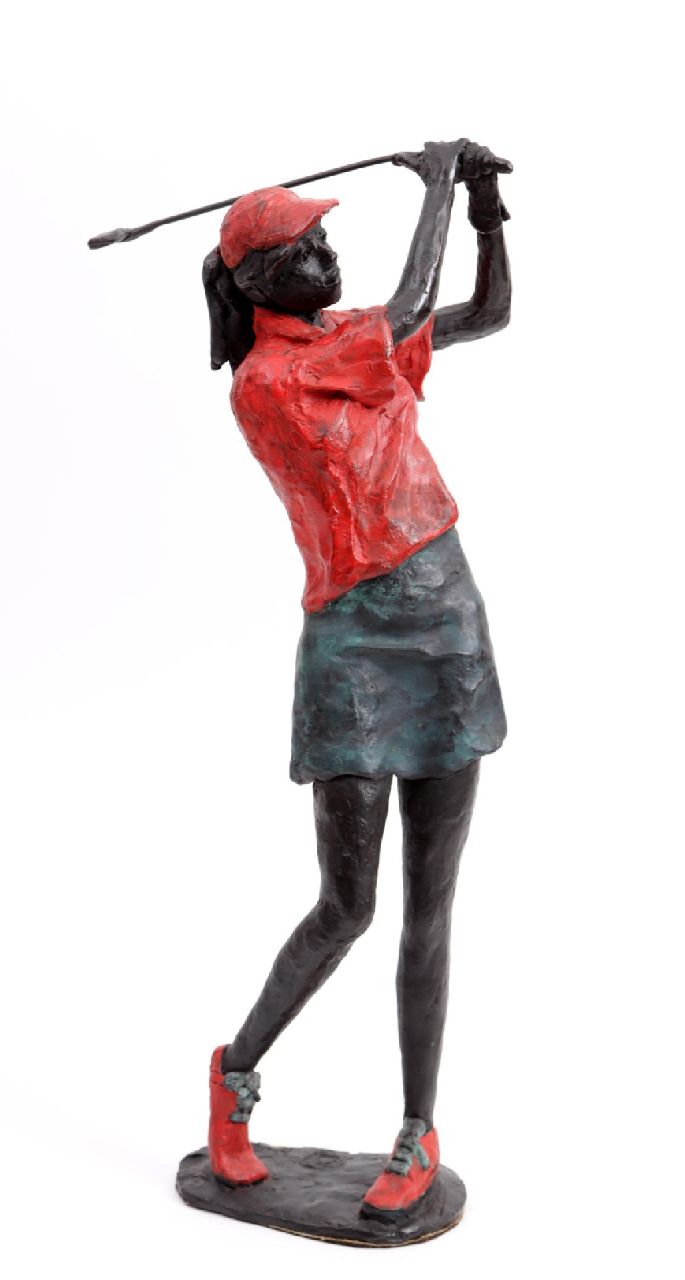 Marianne Houtkamp | Golf speelster, brons, 44,6 x 19,4 cm, gesigneerd op basis met monogram en genummerd 2/8