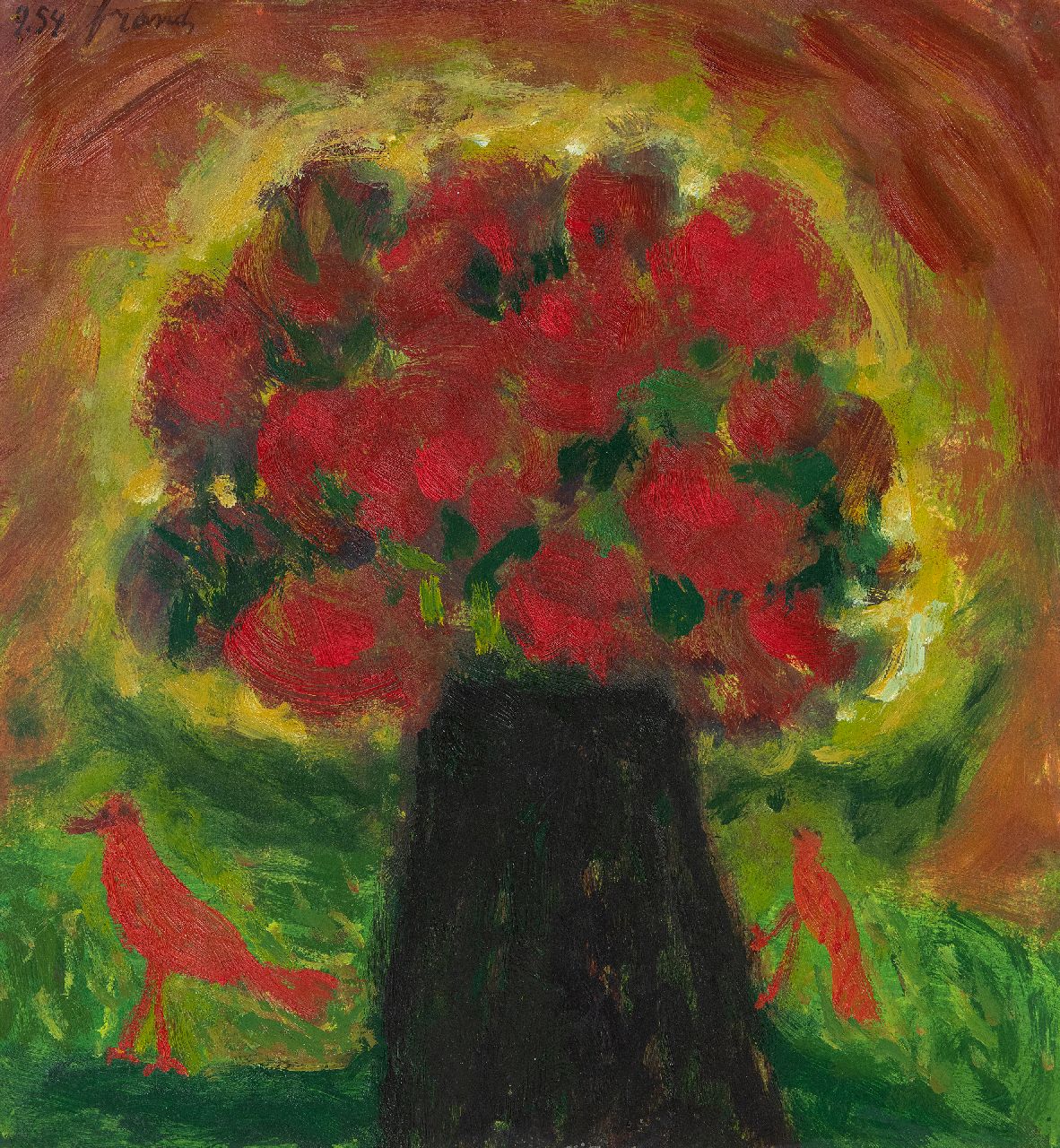 Brands E.A.M. | Eugenius Antonius Maria 'Eugène' Brands | Schilderijen te koop aangeboden | Zwarte vaas, gouache en olieverf op papier 28,9 x 27,0 cm, gesigneerd linksboven en gedateerd 9.54 Brands E.A.M. | Eugenius Antonius Maria 'Eugène' Brands | Schilderijen te koop aangeboden | Zwarte vaas, gouache en olieverf op papier 28,9 x 27,0 cm, gesigneerd linksboven en gedateerd 9.54