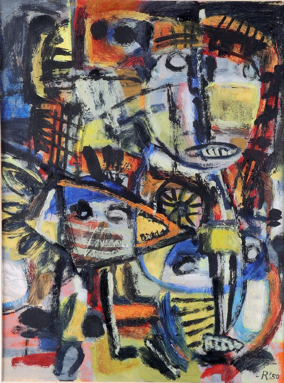 Romijn G.A.M.  | Gustavus Adrianus Maria 'Gust' Romijn | Schilderijen te koop aangeboden | Zonder titel, olieverf op papier 50,0 x 37,0 cm, gesigneerd rechtsonder en gedateerd '50