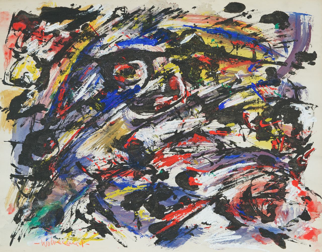 Wolvecamp Th.W.  | 'Theo' Wilhelm Wolvecamp | Aquarellen en tekeningen te koop aangeboden | Zonder titel, inkt en gouache op papier 50,0 x 65,0 cm, gesigneerd linksonder en gedateerd verso 1994