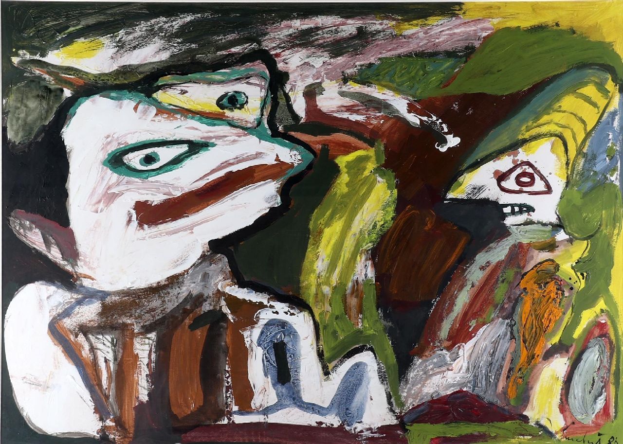 Lucebert (Lubertus Jacobus Swaanswijk)   | Lucebert (Lubertus Jacobus Swaanswijk) | Aquarellen en tekeningen te koop aangeboden | Zonder titel, gouache op papier 78,3 x 109,7 cm, gesigneerd rechtsonder en gedateerd 1986