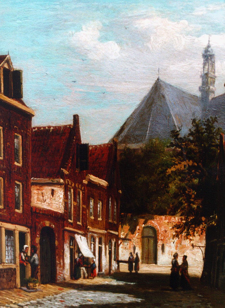 Mittertreiner J.J.  | Johannes Jacobus Mittertreiner, Zonnig dorpsstraatje, olieverf op paneel 19,5 x 14,2 cm, gesigneerd rechtsonder