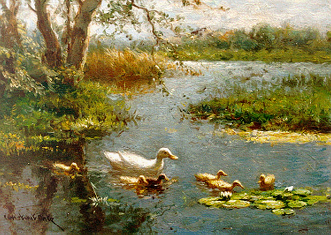 Artz C.D.L. | 'Constant' David Ludovic Artz | Schilderijen te koop aangeboden | Eendenfamilie in het water, olieverf op paneel 18,2 x 24,1 cm, gesigneerd linksonder Artz C.D.L. | 'Constant' David Ludovic Artz | Schilderijen te koop aangeboden | Eendenfamilie in het water, olieverf op paneel 18,2 x 24,1 cm, gesigneerd linksonder