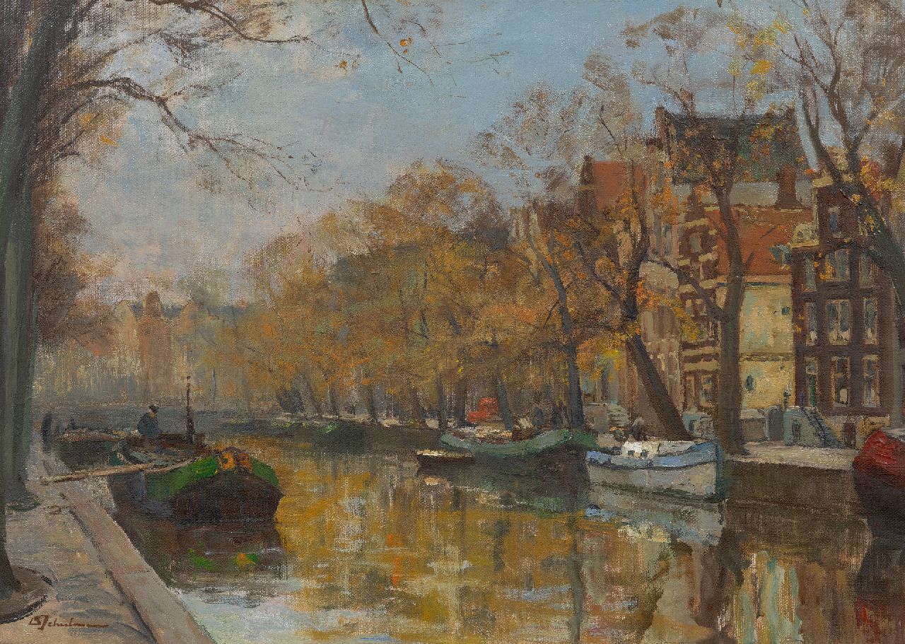 Schulman D.  | David Schulman | Schilderijen te koop aangeboden | Herfst op de Herengracht, Amsterdam, olieverf op doek 51,1 x 70,5 cm, gesigneerd linksonder