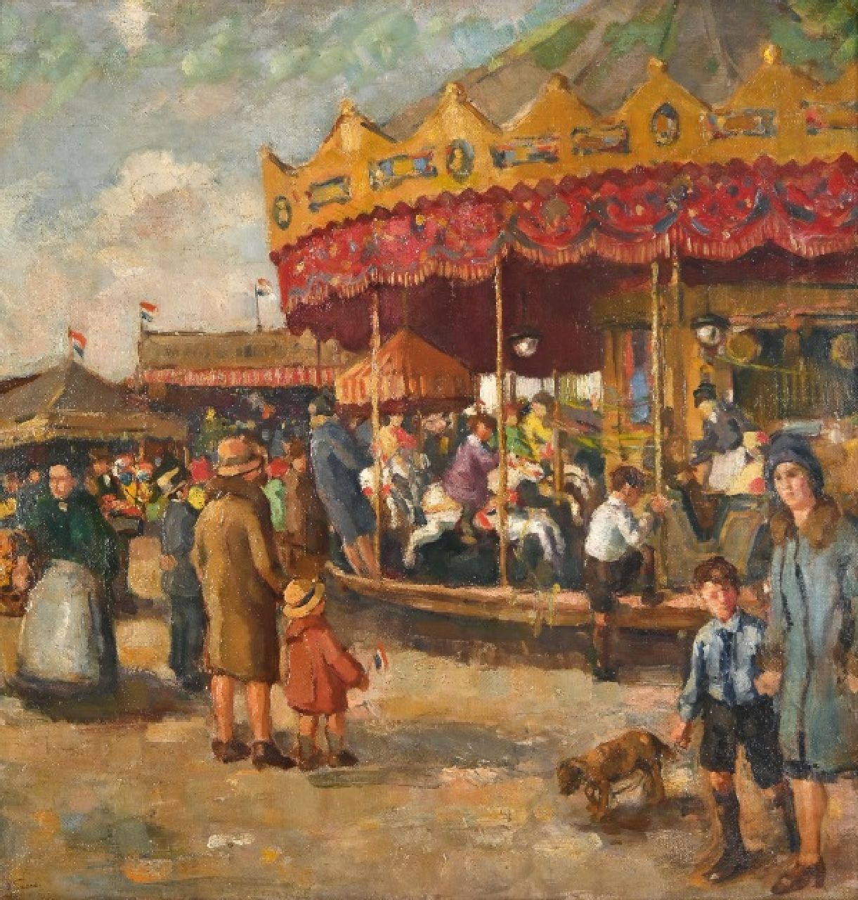 Abraham Fresco | Funfair, olieverf op doek, 65,5 x 63,5 cm, gesigneerd l.o.