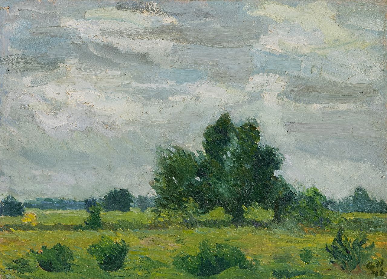 Westerik J.  | Jacobus 'Co' Westerik | Schilderijen te koop aangeboden | Brabant, zomerstudie bij Alphen en Riel, olieverf op board 40,4 x 55,3 cm, gesigneerd rechtsonder met initialen en gedateerd '46
